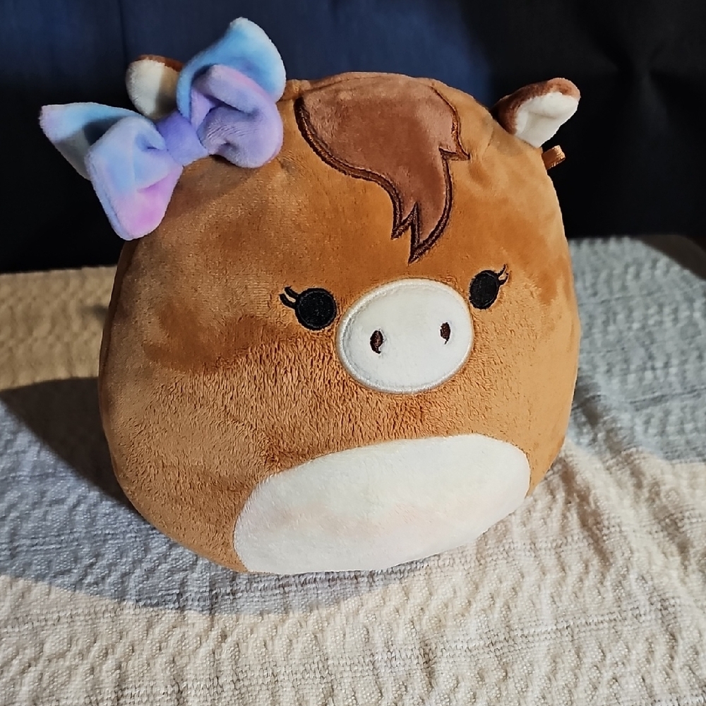 Squishmallows Brown and Purple Plush Toy with Bow